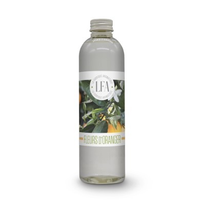 Recharge 250ml pour diffuseur d'ambiance fleurs d'oranger à moelle de rotin.